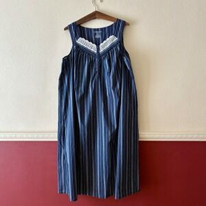 Croft & Barrow Intimates Blue Stripe 100% Cotton Sleeveless Nightgown Women's XL